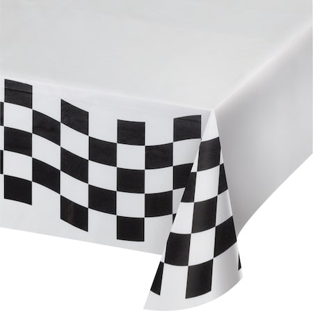 CREATIVE CONVERTING Black and White Check Paper Tablecloth, 108"x54", 12PK 010546405